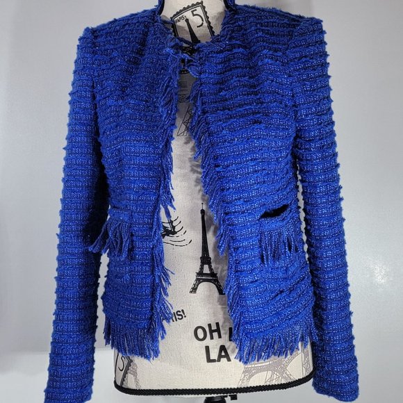 L'AGENCE Angelina Tweed Blazer, Twilight Blue, Women's Size 2, NWOT - Picture 2 of 9